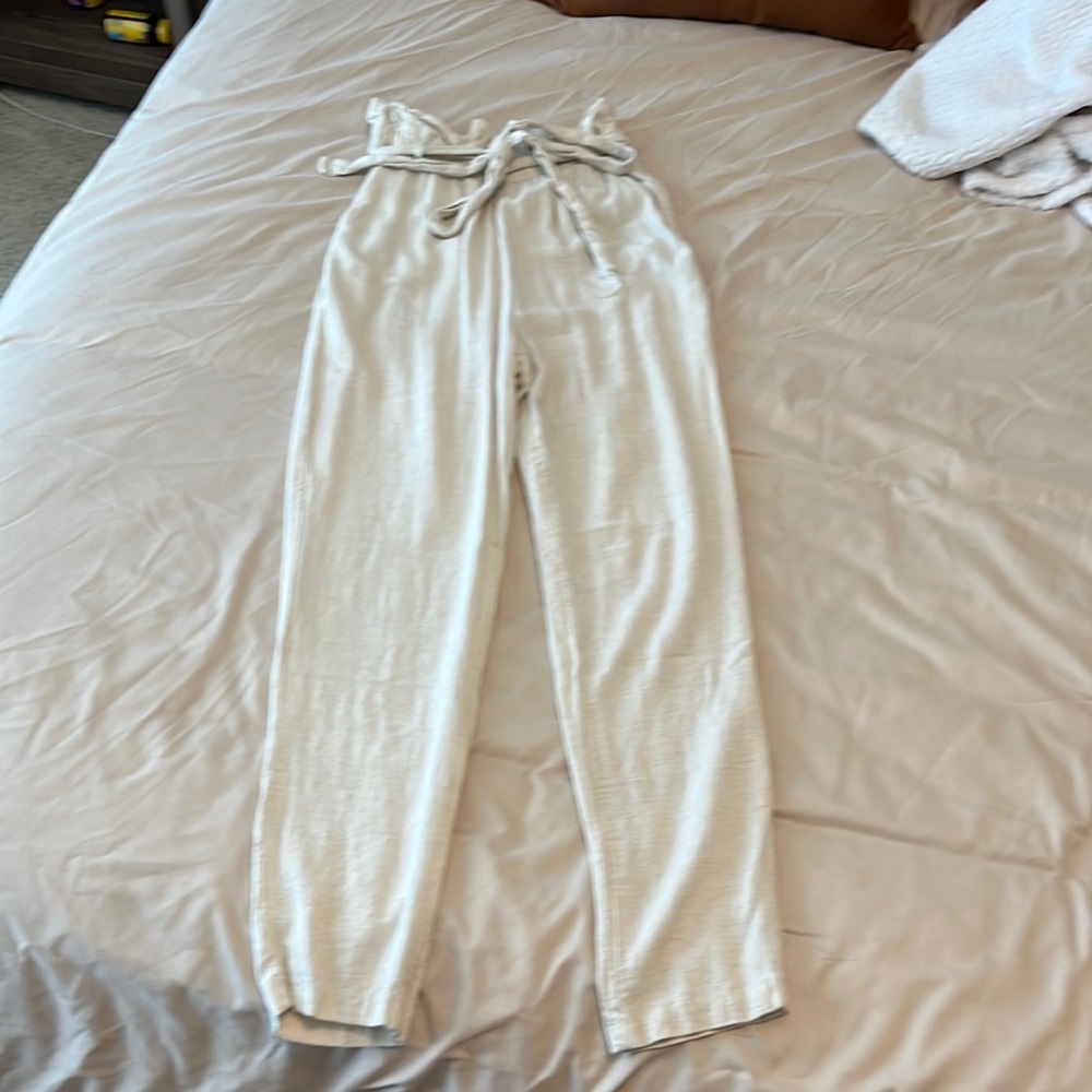 Vici collection Cream linen trouser. Size small